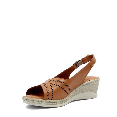 Kadın Taba Bilekten Bantlı Deri Sandalet