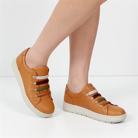 Kadın Taba Bağcıklı Kalın Tabanlı Deri Ayakkabı