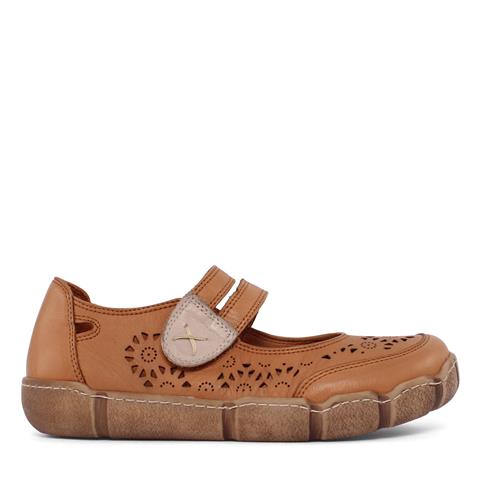 Kadın Taba Cırt Cırtlı Önü Kapalı Deri Ayakkabı