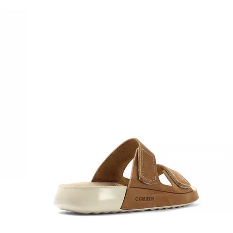 Kadın Taba Çift Bantlı Önü Cırt Cırtlı Nubuk Deri Terlik