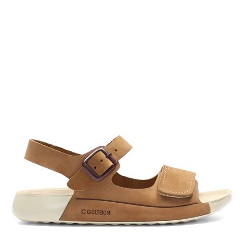 Kadın Taba Önü Cırt Cırtlı Nubuk Deri Sandalet