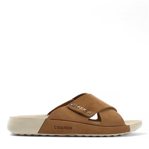 Kadın Taba Zımba Detaylı Nubuk Deri Terlik