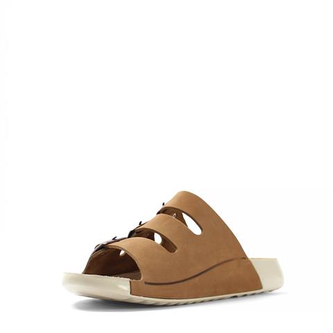 Kadın Taba Üç Tokalı Rahat Nubuk Deri Terlik