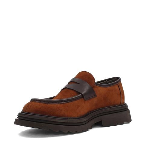 Erkek Taba Kalın Tabanlı Süet Deri Loafer