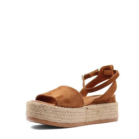 Kadın Taba Hasır Tabanlı Süet Deri Sandalet