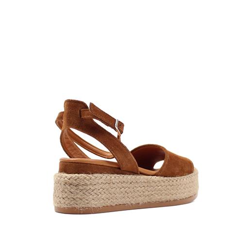 Kadın Taba Hasır Tabanlı Süet Deri Sandalet