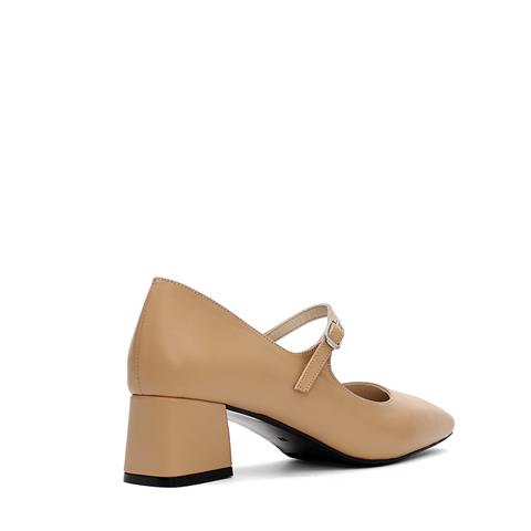 Kadın Ten İnce Bantlı  Deri Klasik Ayakkabı