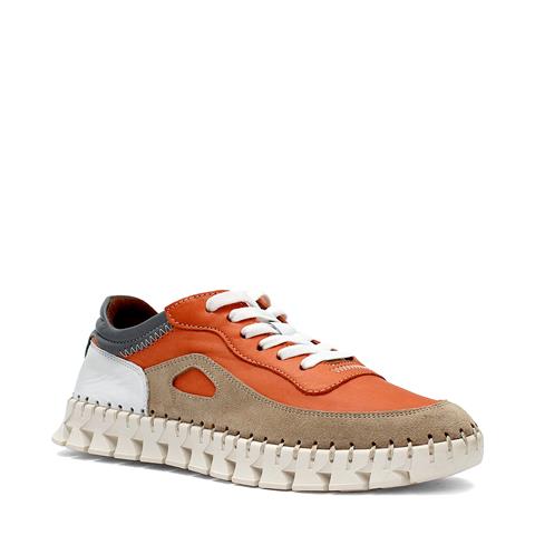 Kadın Turuncu Bağcıklı Dikiş Detaylı Süet Deri Sneaker