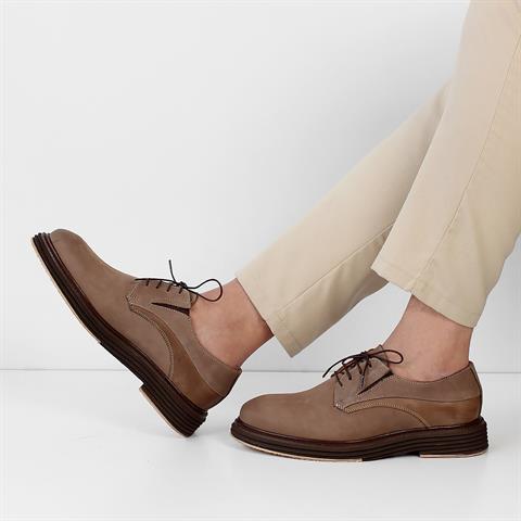 Erkek Vizon Bağcıklı Nubuk Deri Günlük Ayakkabı