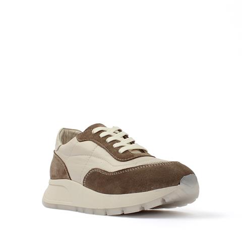 Kadın Vizon Bağcıklı Kalın Tabanlı Deri Sneaker