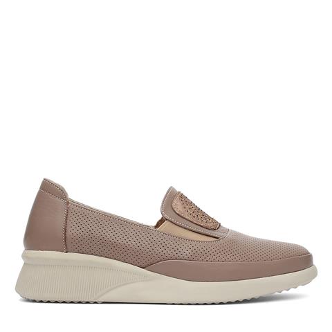 Kadın Vizon Dolgu Topuklu Deri Ayakkabı