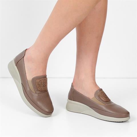 Kadın Vizon Dolgu Topuklu Deri Ayakkabı