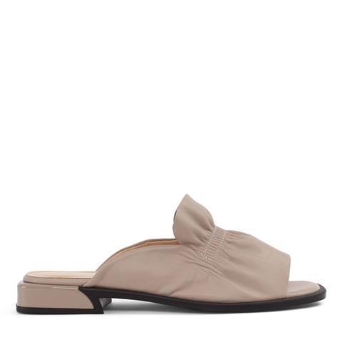 Kadın Vizon Önü Büzgülü Deri Terlik