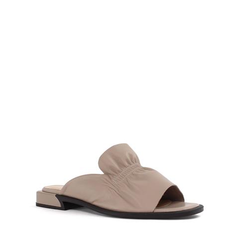 Kadın Vizon Önü Büzgülü Deri Terlik