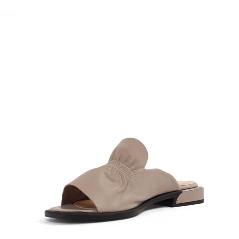 Kadın Vizon Önü Büzgülü Deri Terlik