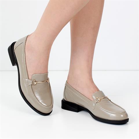 Kadın Vizon Tokalı Rugan Deri Loafer