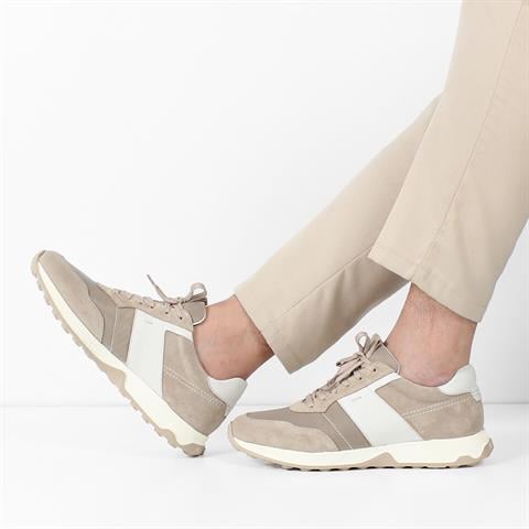 Erkek Vizon Bağcıklı Süet Deri Sneaker