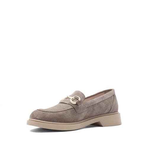 Kadın Vizon Tokalı Süet Deri Loafer