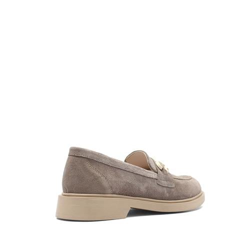 Kadın Vizon Tokalı Süet Deri Loafer