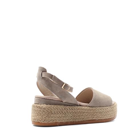 Kadın Vizon Hasır Tabanlı Süet Deri Sandalet