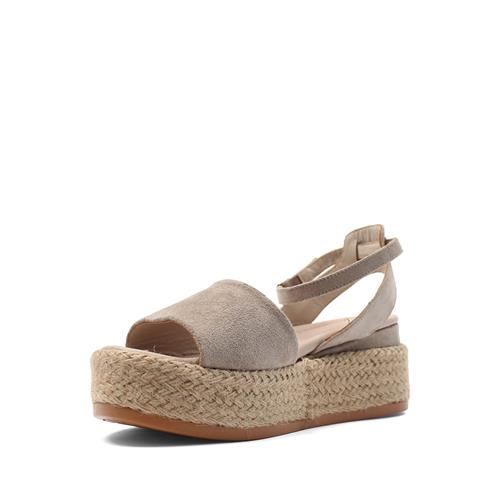 Kadın Vizon Hasır Tabanlı Süet Deri Sandalet