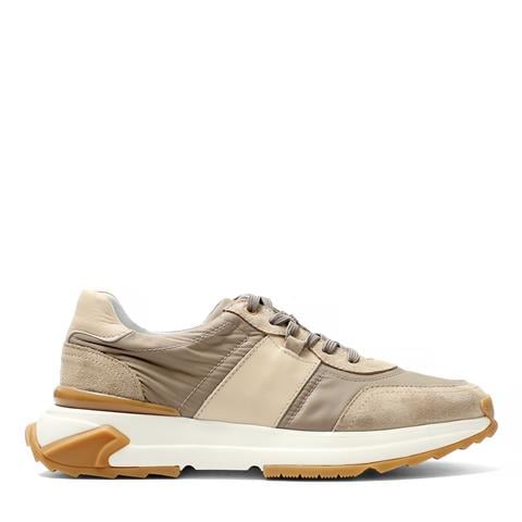 Erkek Vizon Bağcıklı Kalın Tabanlı Süet Deri Sneaker