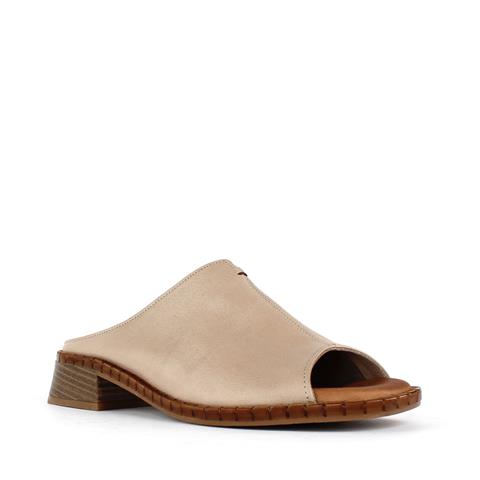 Kadın Vizon Önü Açık Topuklu Deri Terlik