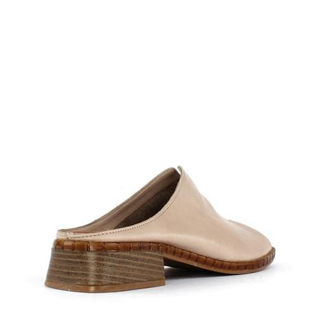 Kadın Vizon Önü Açık Topuklu Deri Terlik