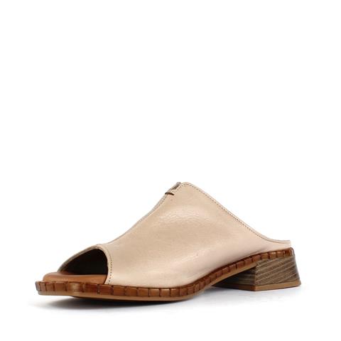 Kadın Vizon Önü Açık Topuklu Deri Terlik