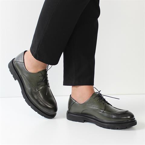 Erkek Yeşil Bağcıklı Deri Günlük Ayakkabı