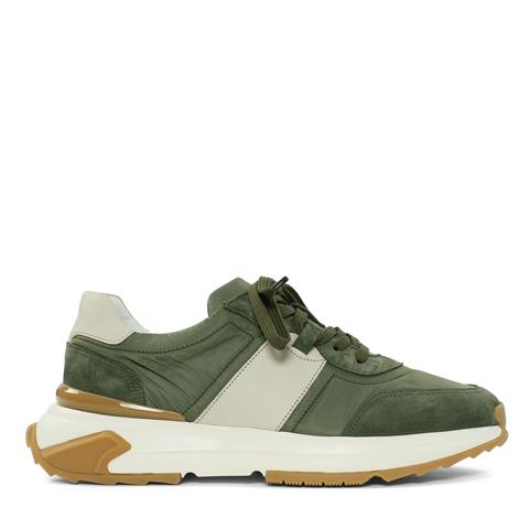 Erkek Yeşil Bağcıklı Kalın Tabanlı Süet Deri Sneaker