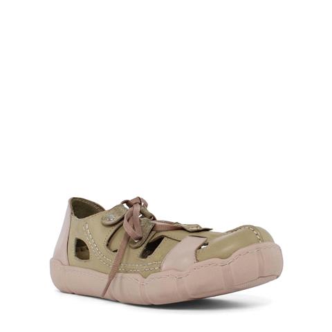 Kadın Yeşil Bağcıklı Deri Ayakkabı