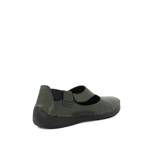 Kadın Yeşil Bilekten Lastikli Deri Ayakkabı