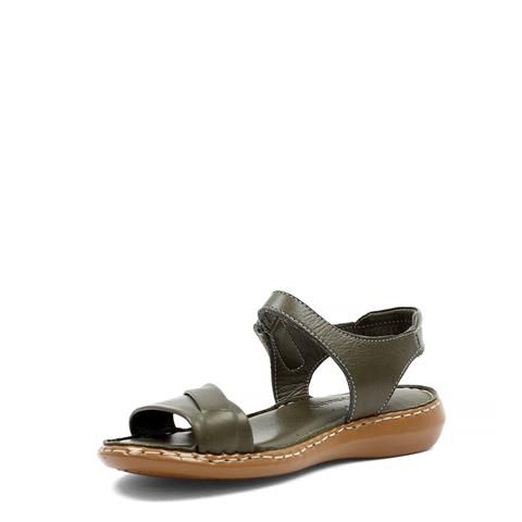 Kadın Yeşil Bilekten Cırt Cırtlı Deri Sandalet