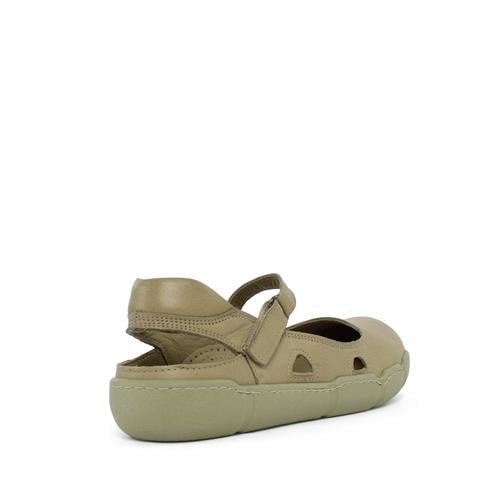 Kadın Yeşil Bilekten Bantlı Önü Kapalı Deri Ayakkabı