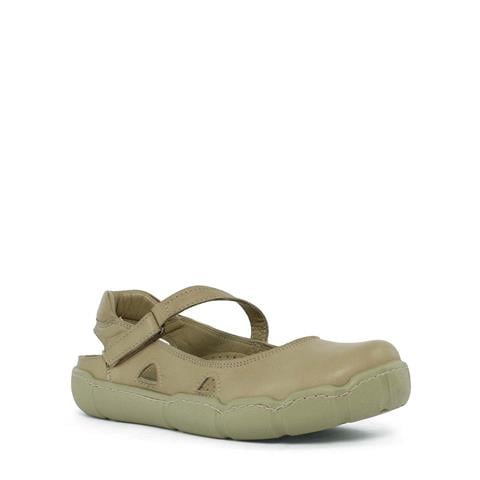 Kadın Yeşil Bilekten Bantlı Önü Kapalı Deri Ayakkabı