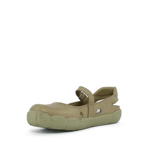 Kadın Yeşil Bilekten Bantlı Önü Kapalı Deri Ayakkabı