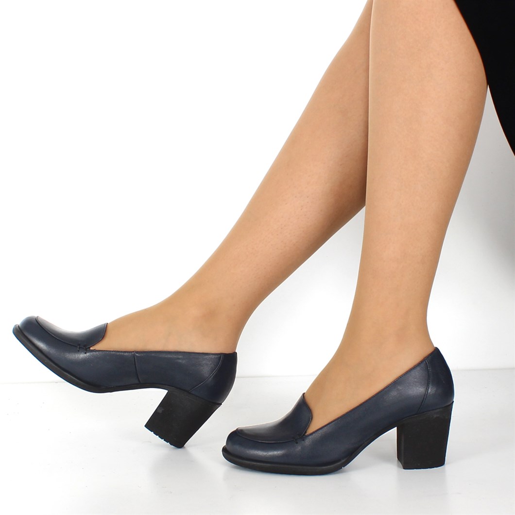 Lacivert Deri Ayakkabı Kadın Topuklu 669 22620-16536 | Celal Gültekin