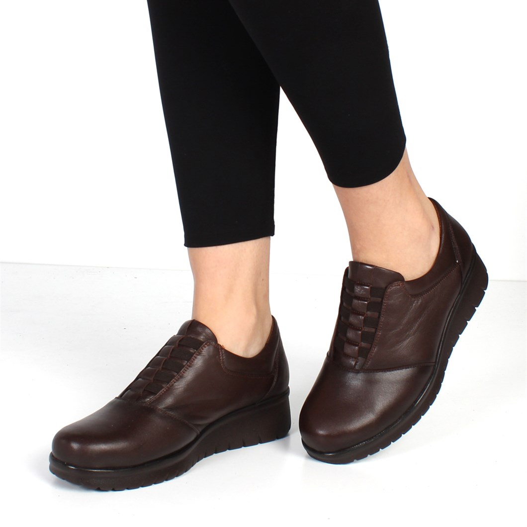 Kahverengi Deri Ayakkabı Dolgu Topuk Kadın 400 22903-16512 | Celal Gültekin