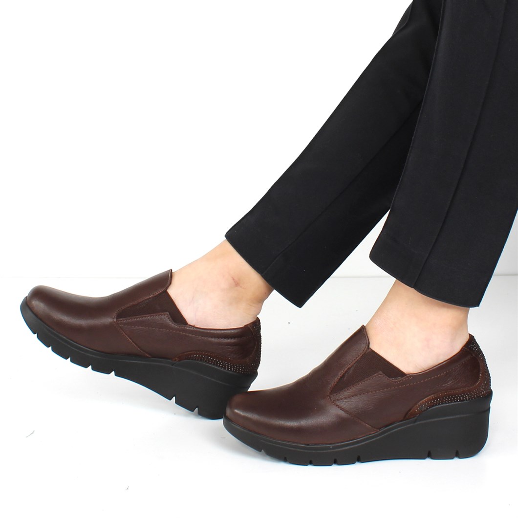 Kahverengi Deri Dolgu Topuk Ayakkabı Kadın 627 25706-16512 | Celal Gültekin