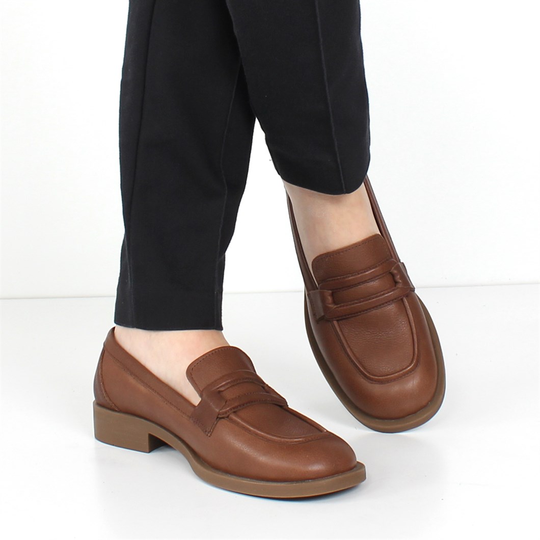 Kahverengi Loafer Deri Ayakkabı Kadın 338 23412-16512 | Celal Gültekin