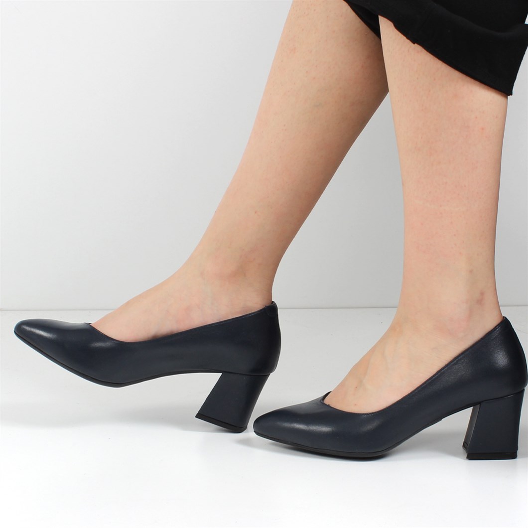 Lacivert Kadın Topuklu Deri Ayakkabı 669 22606-16536 | Celal Gültekin