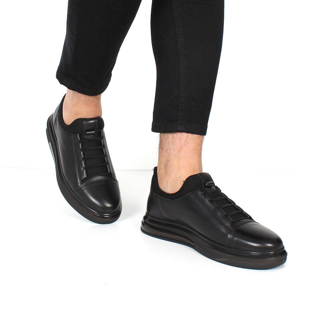 Siyah Deri Ayakkabı Erkek Sneaker 691 3414-1 | Celal Gültekin
