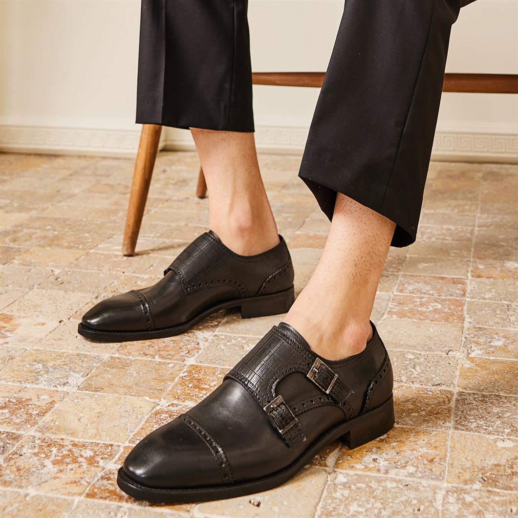 Siyah Monk Strap Klasik Erkek Ayakkabı 552 032-1 | Celal Gültekin