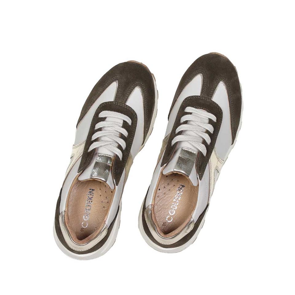 Celal Gültekin Kadın Haki Gri Bağcıklı Süet Deri Sneaker