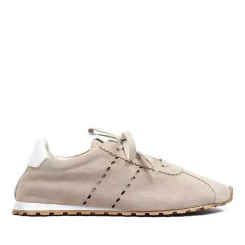 Celal Gültekin Kadın Bej Bağcıklı Süet Deri Sneaker