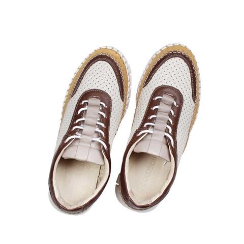 Celal Gültekin Kadın Kahverengi Bej Bağcıklı Kalın Tabanlı Deri Sneaker
