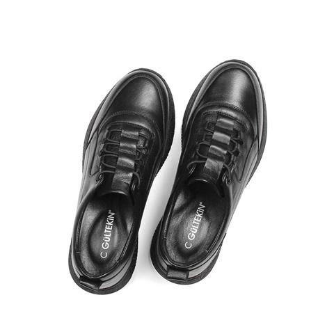 Celal Gültekin Kadın Siyah Kalın Tabanlı Deri Sneaker