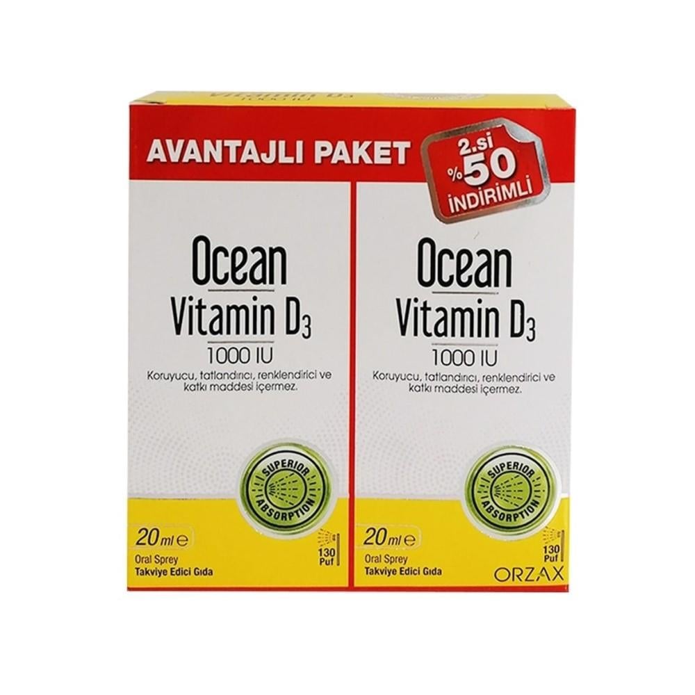 Ocean Vitamin D3 1000 IU Sprey 2'li Paket