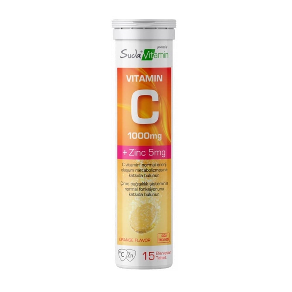 Suda Vitamin C 1000 mg +Zinc 5 mg 15 Efervesan Tablet